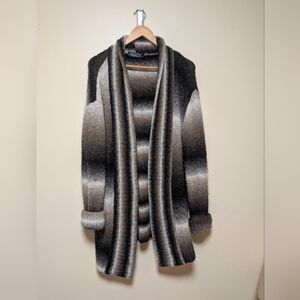 Magaschoni Ombre Knit Sweater Coat – Luxurious Layers in Neutral Tones M